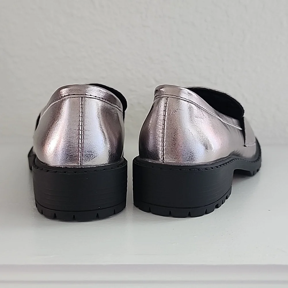 Madden Girl Silver Metallic Penny Loafers size 11 - Picture 4 of 6